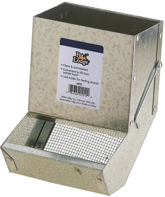 Pet Lodge AF5S Small Animal Feeder with Sifter Bottom, Steel, Galvanized, Wire Hook Mounting :EA: QUANTITY: 1