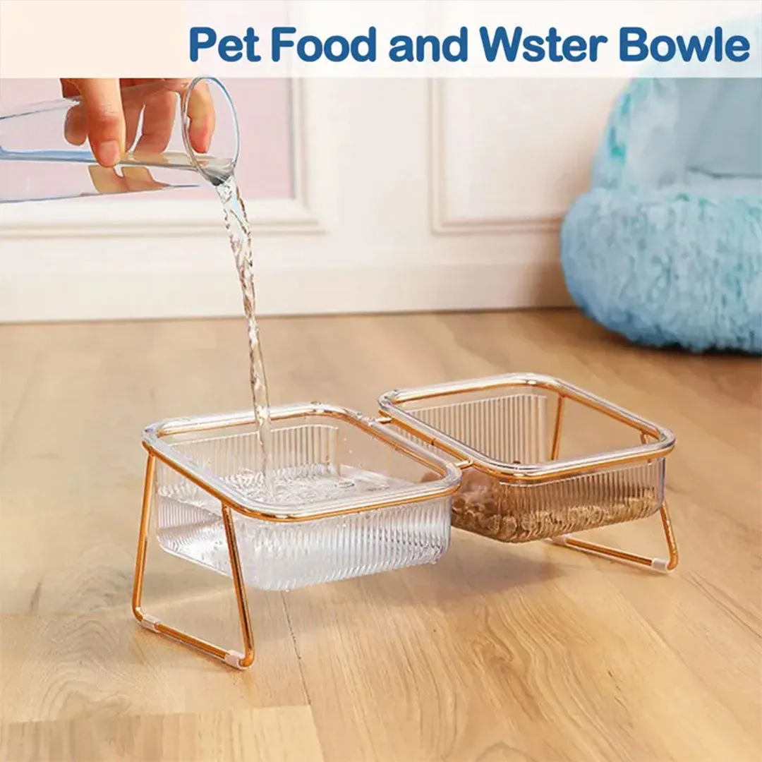 PetAffairs 15° Tilted Double Pet Bowls with Elevated Stand