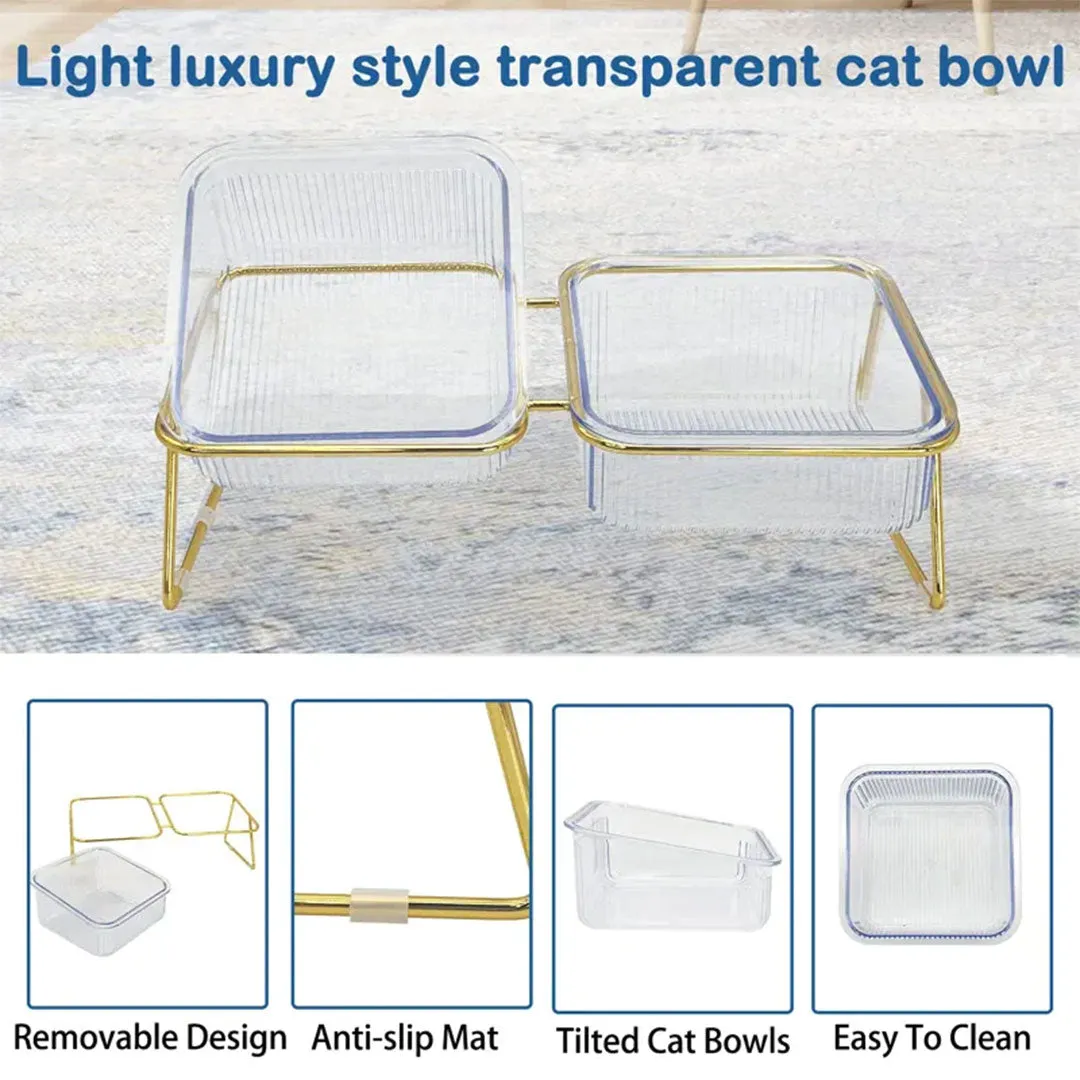 PetAffairs 15° Tilted Double Pet Bowls with Elevated Stand