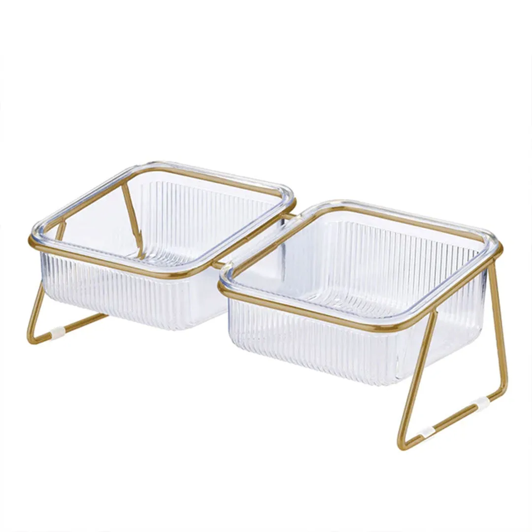 PetAffairs 15° Tilted Double Pet Bowls with Elevated Stand