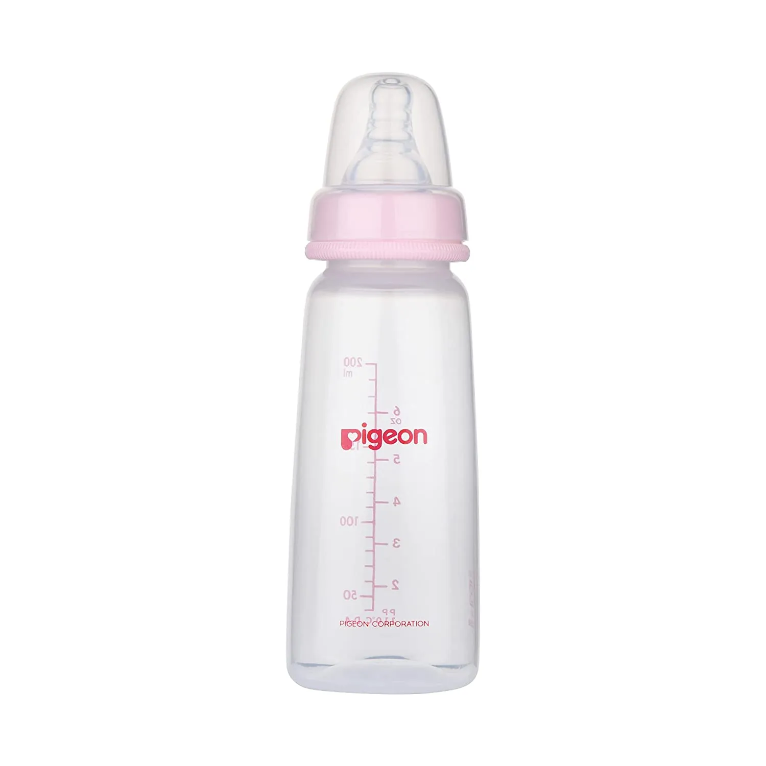 PIGEON Feeding Bottle Narrow Neck Square Base Flexible 4 m Age - 200ml, Pink