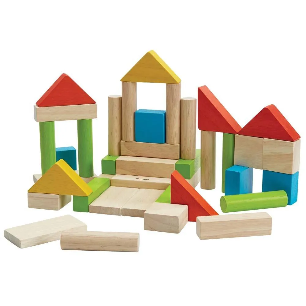 Plan Toys 40 Colourful Wooden Blocks Set