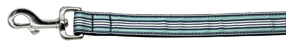 Preppy Stripes Nylon Ribbon Collars Light Blue-White 1 wide 4ft Lsh