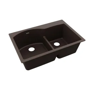 Quartz Classic 33" x 22" x 10" Double-Basin Drop-In Kitchen Sink in Mocha