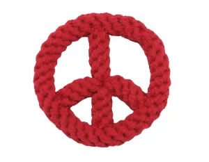 Red Peace Sign 7" Rope Dog Toy