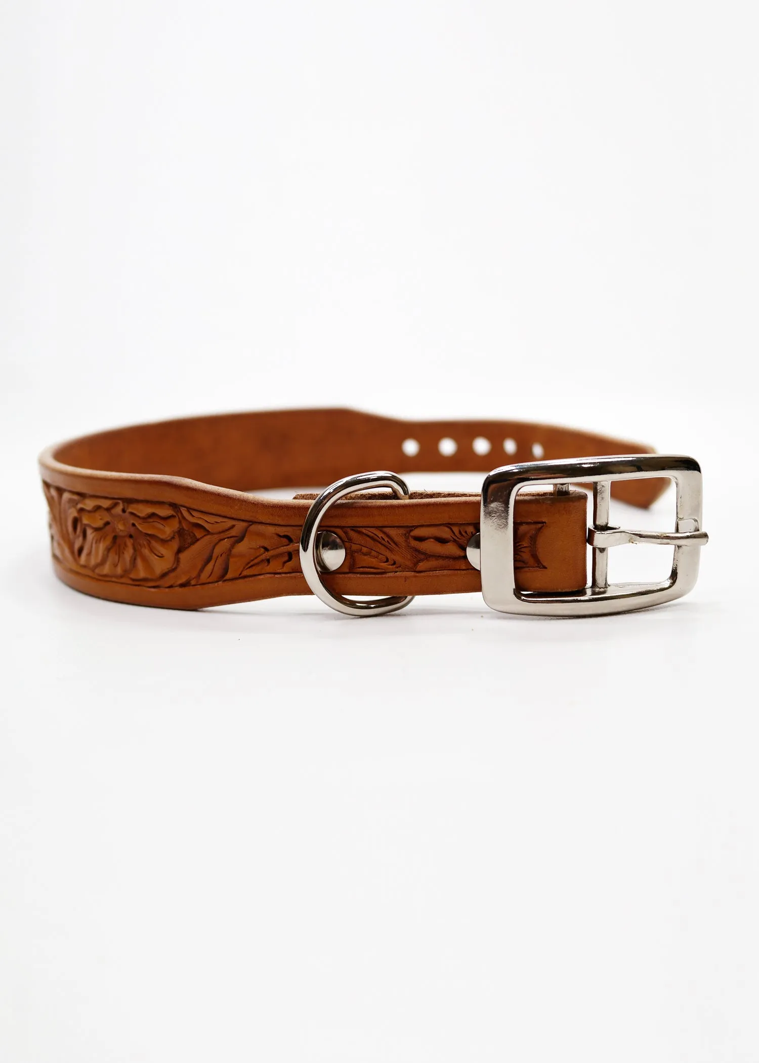 RUSSET HAND TOOLED LEATHER COLLAR