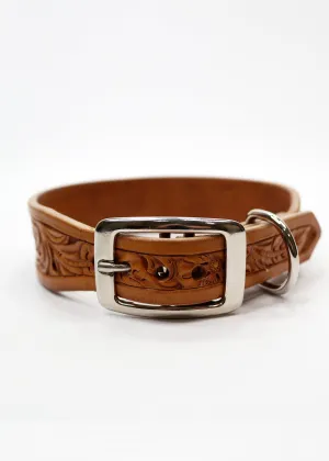 RUSSET HAND TOOLED LEATHER COLLAR