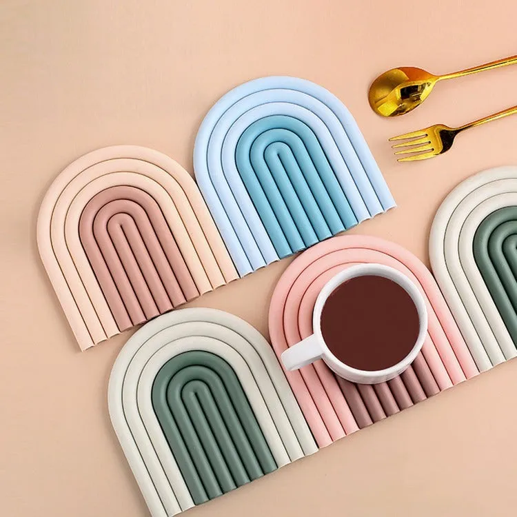 Silicone Pan Trivet Mat | Blue Pastel Rainbow