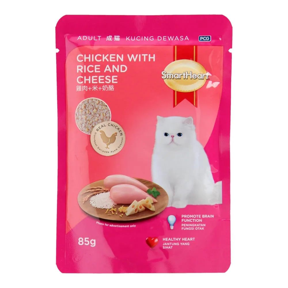 Smartheart Chicken with Rice & Cheese Pouch Cat Food 85g x 12