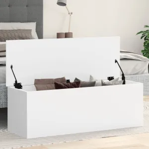 Storage Box White 102x35x35 cm Engineered Wood