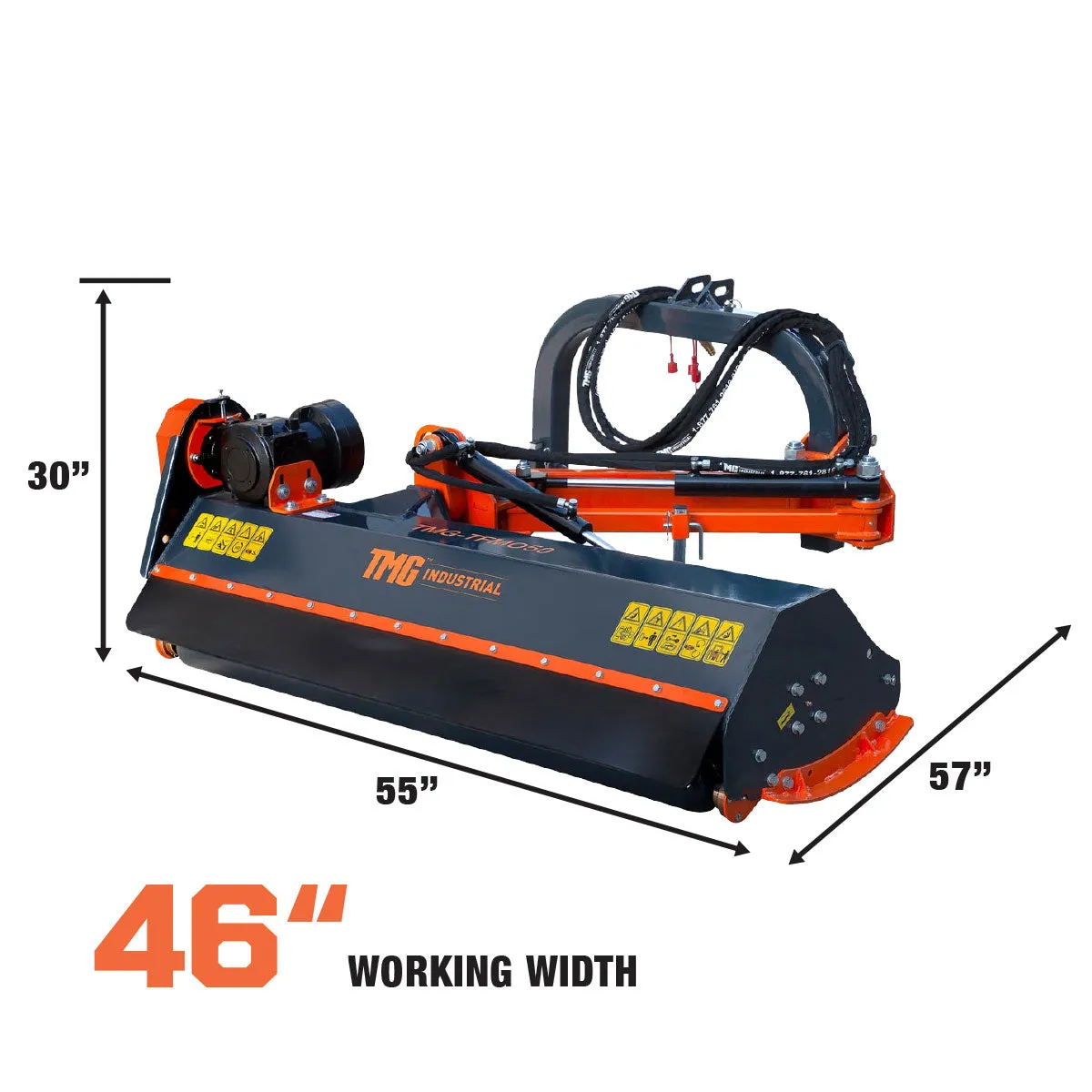 TMG Industrial 50” Offset Ditch Bank Flail Mower with 90° Tilt, 3-Point Hitch, 20-50 HP Tractor, PTO Drive Shaft, TMG-TFMO50