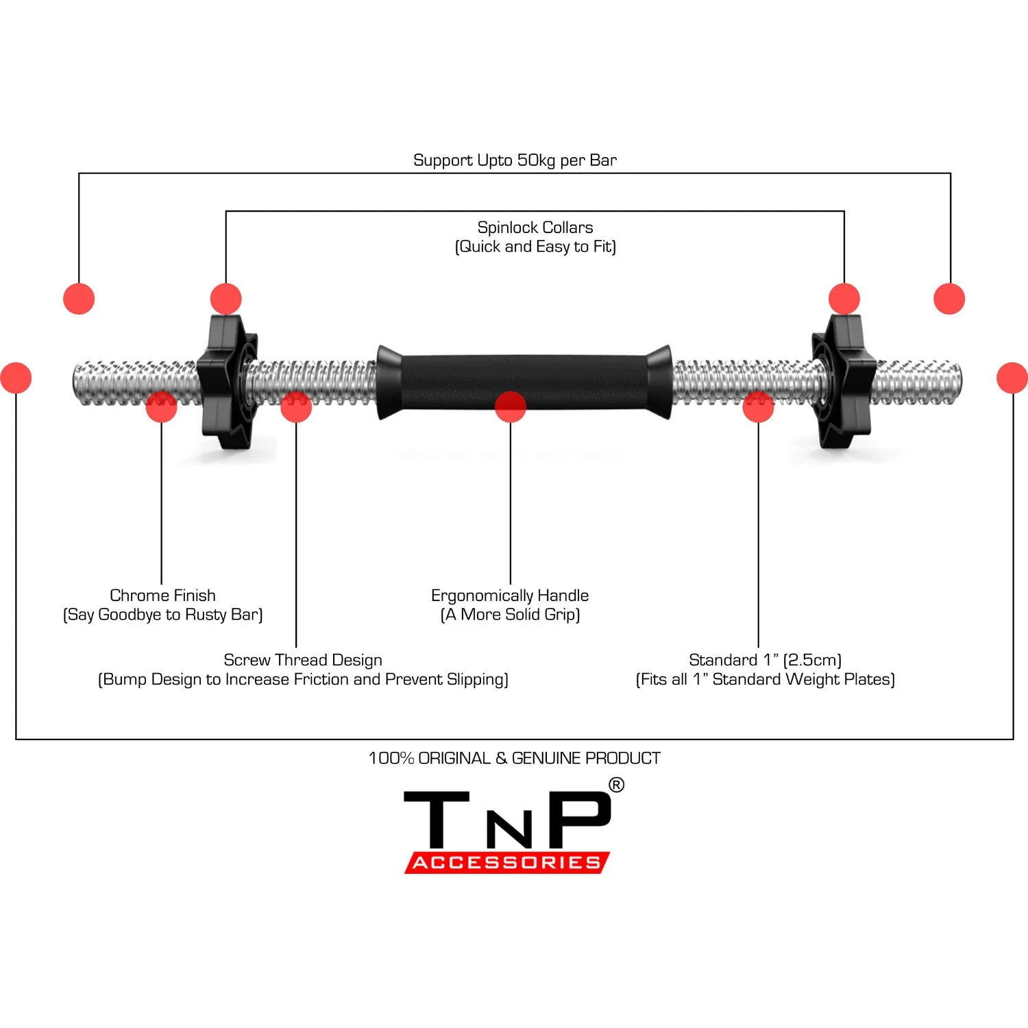 TnP Accessories 2 X 18" Plastic Dumbbell Bars   4 x Spinlock Collars