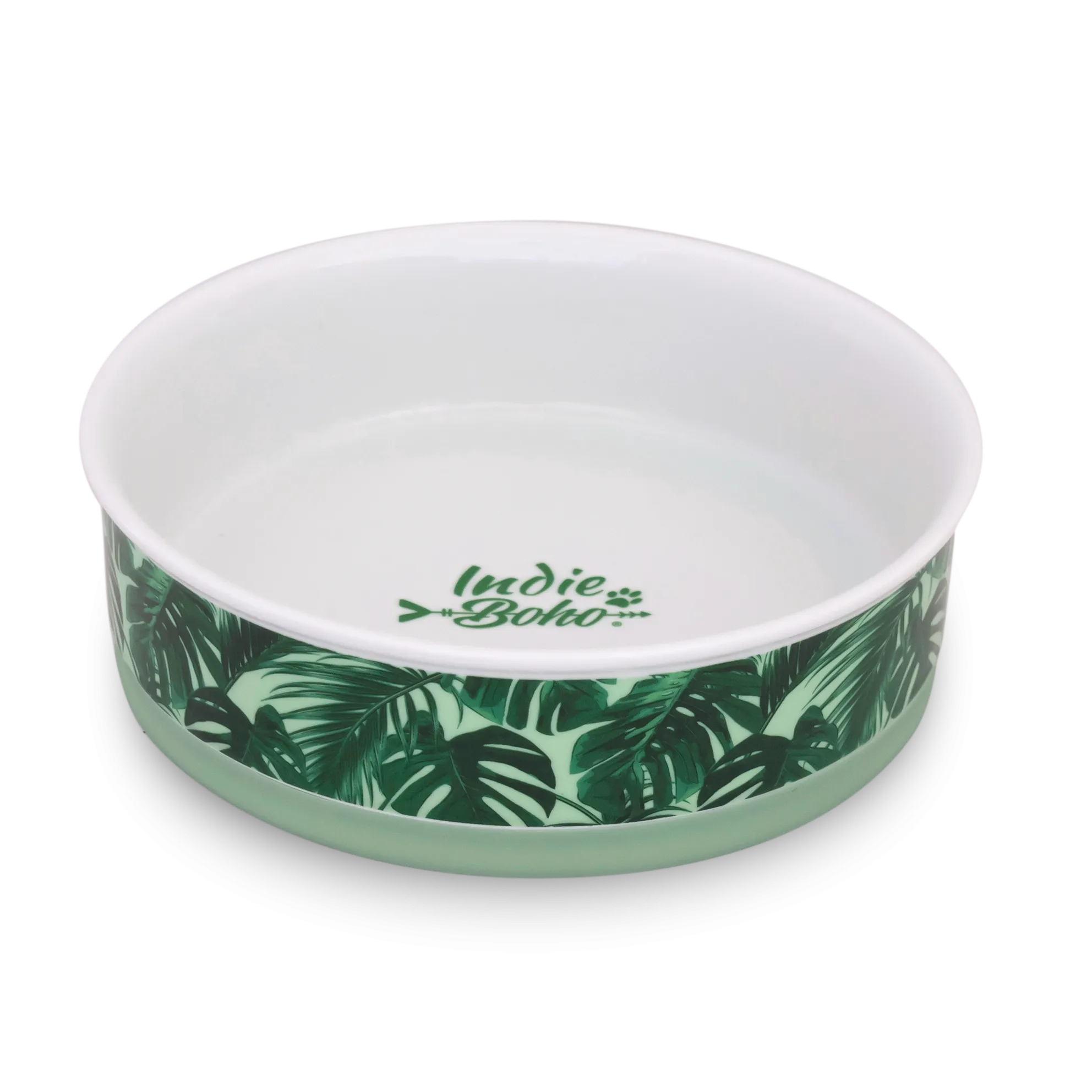 Tropical Leaves (Green) - Ceramic Dog Bowls