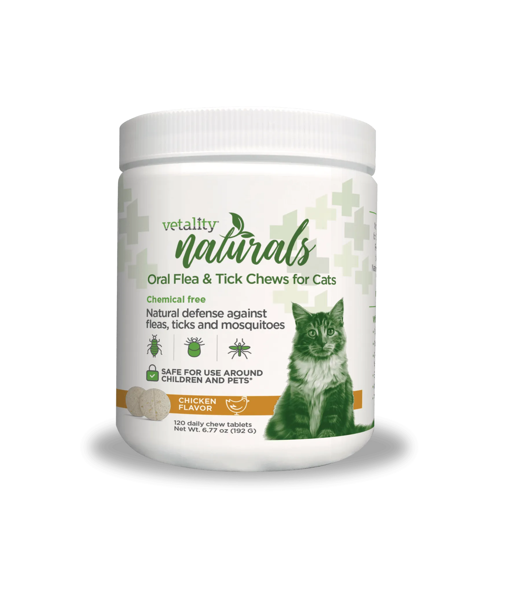 Vetality Naturals Oral Flea & Tick Chews for Cats, 120 ct