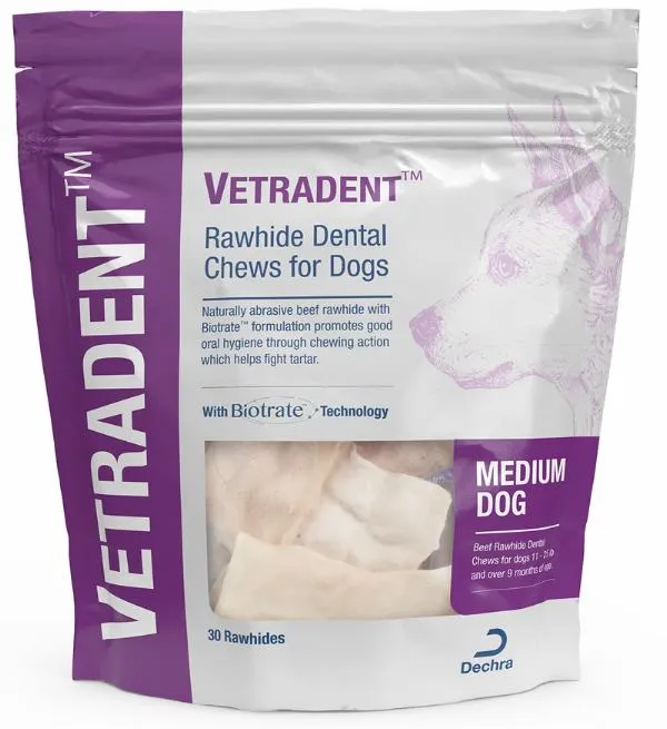 Vetradent Beef Rawhide Dental Chews for Dogs